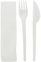 Serwetka + nóż  + widelec + łyżka  zestaw biały 250 szt.